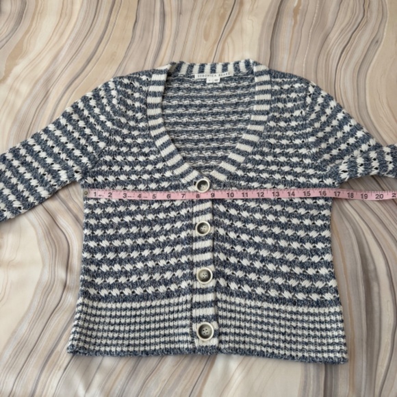 Veronica Beard Artura Cardigan Button Front Striped Blue White Size Small - $398 - Picture 14 of 16